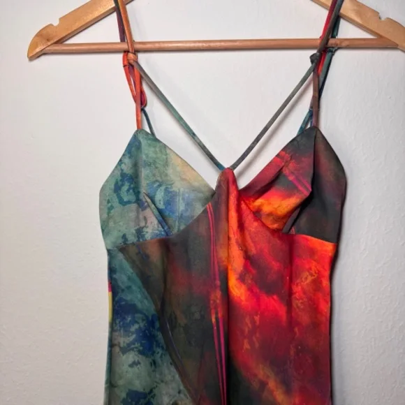 Urban Outfitters Strappy Mini Dress Small Multicolor Abstract Boho Y2K NWT - Picture 2 of 6
